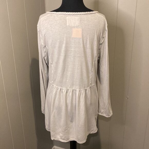 Wrap Size 10 Grey Tunic Long Sleeve Button Down Weave Neckline - Picture 5 of 7